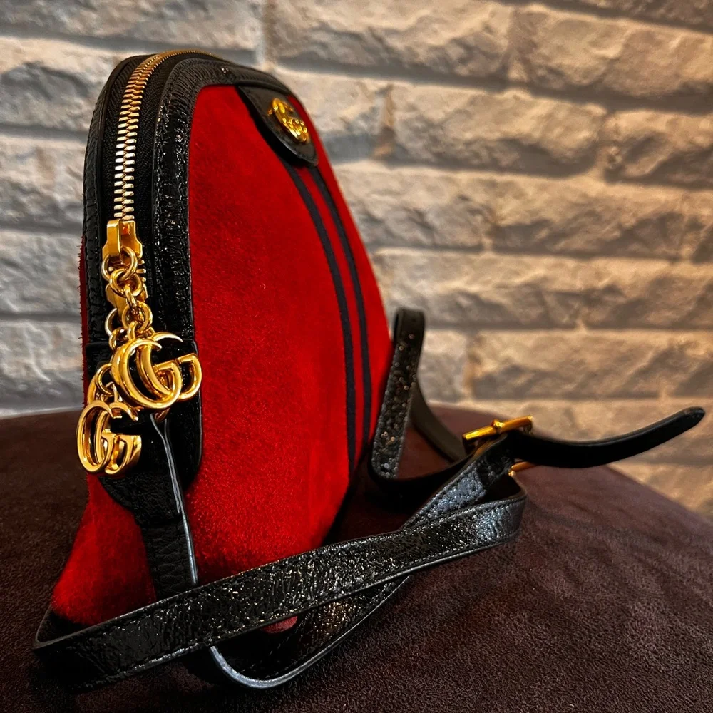 Gucci Vintage Red Suede β Small Ophidia Dome Crossbody Bag - Picture 11 of 17